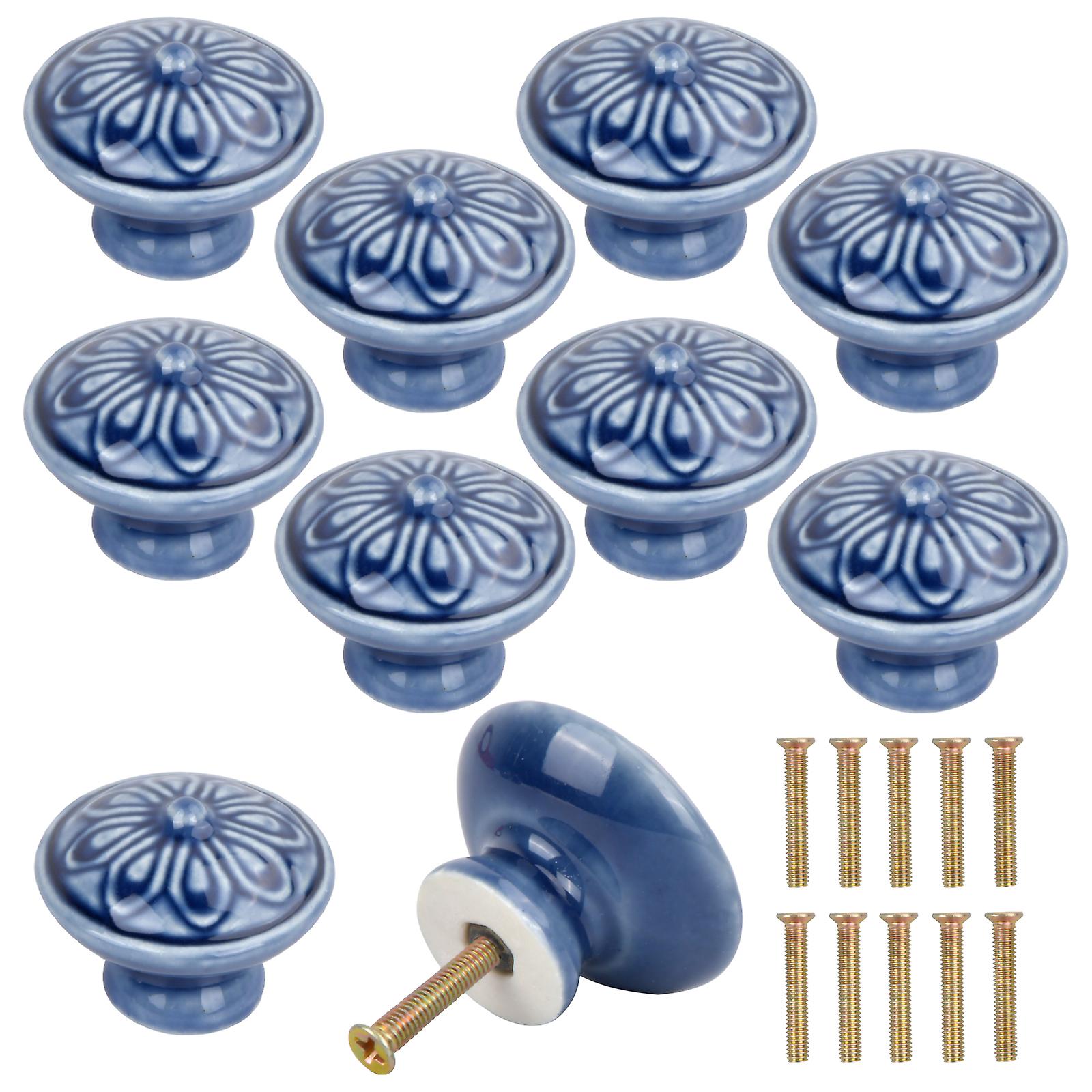 10 Pcs Ceramic Drawer Knobs For Furniture Cabinet