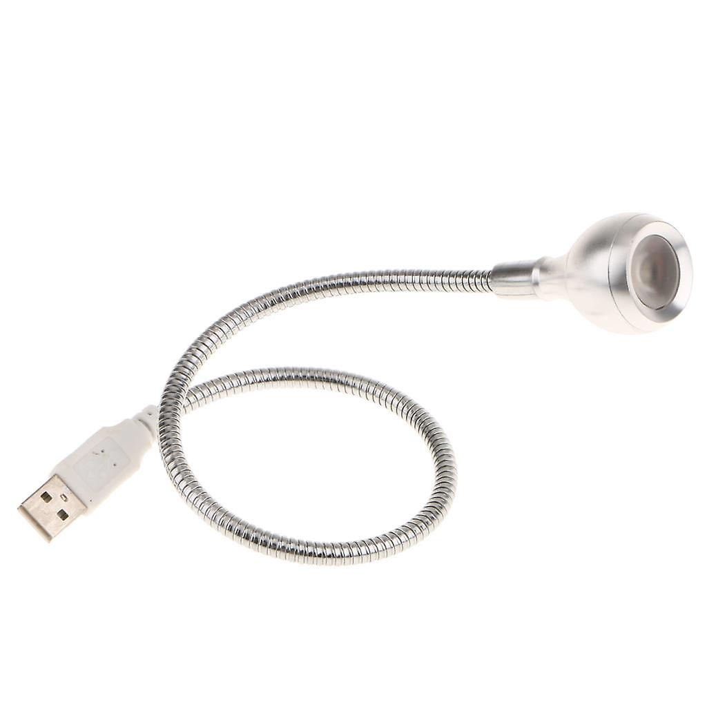 Mini Flexible USB LED Light Lamp For Laptop PC Bed Study Silver + Warm White