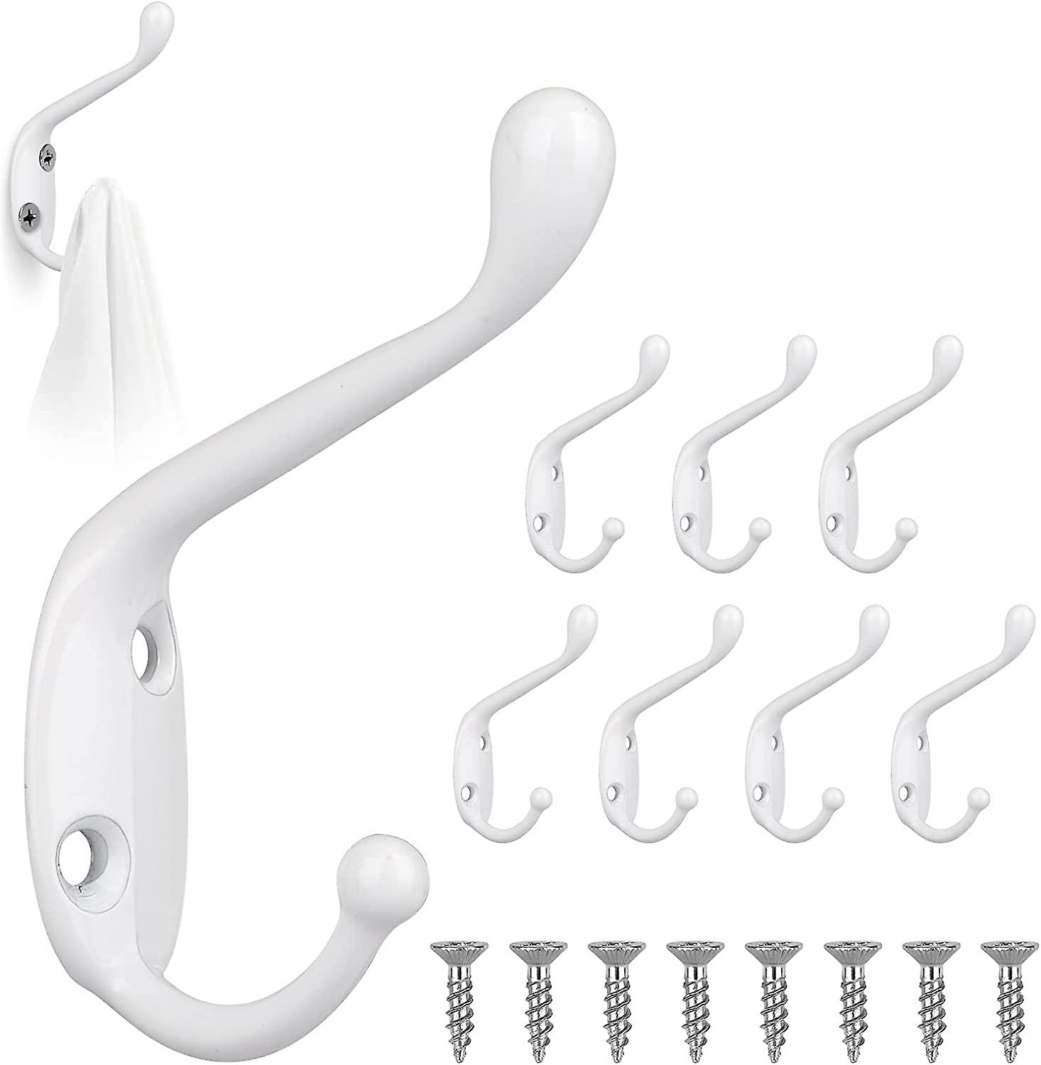8 Pack Clothes Hooks Wall Hooks with Screws