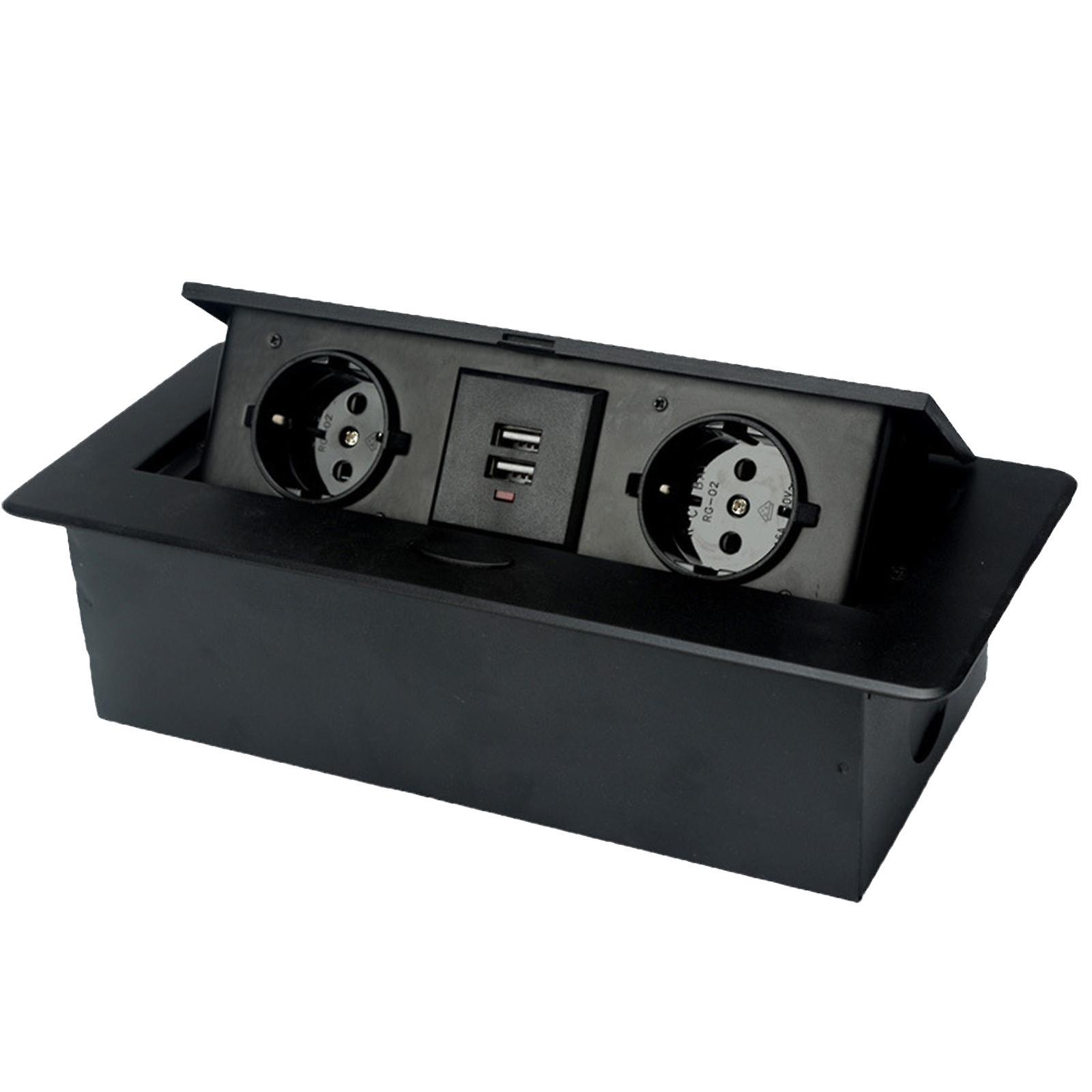 Recessed Table Socket Connection Box AC Power Electric Outlet Black