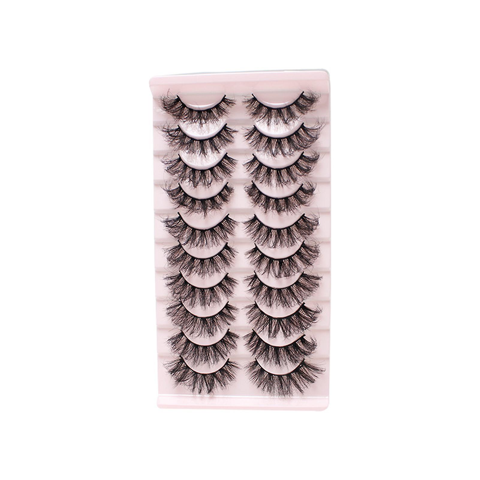 10 Pairs Dense Soft Artificial Eyelashes Diy Fluffy Effect Lightweight Lashes