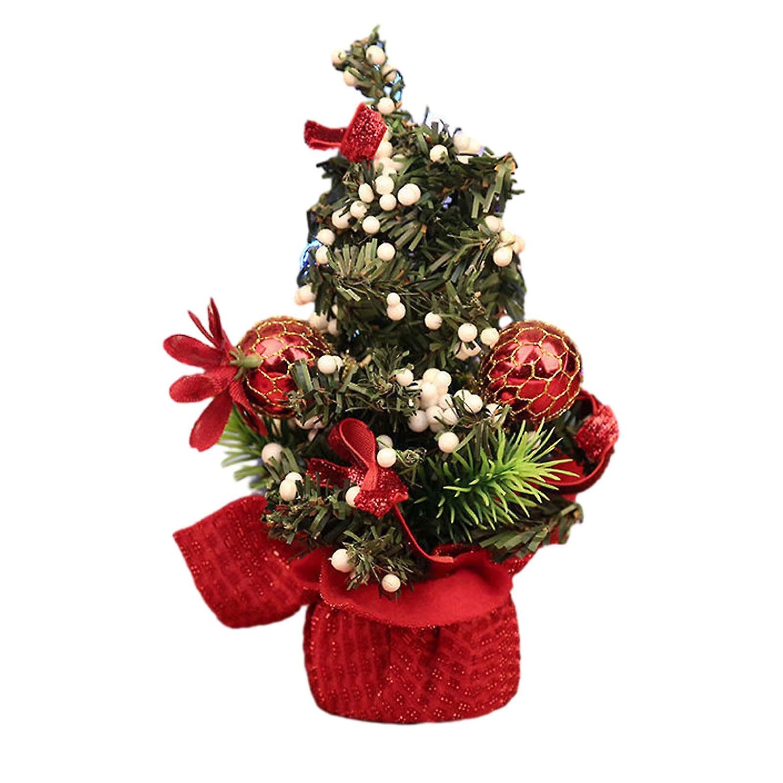 Miniature Xmas Tree DIY Mini Artificial Christmas Tree for Office Party Home red