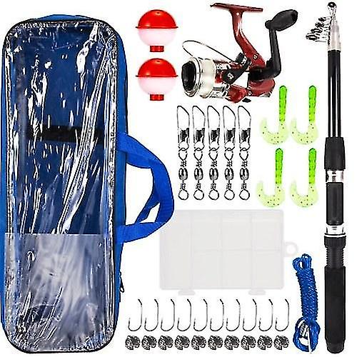 قضبان الصيد صنارة الصيد وبكرة كومبو مع حقيبة حمل 36 قطعة مجموعة معالجة الصيد تلسكوبي قضيب الصيد القطب