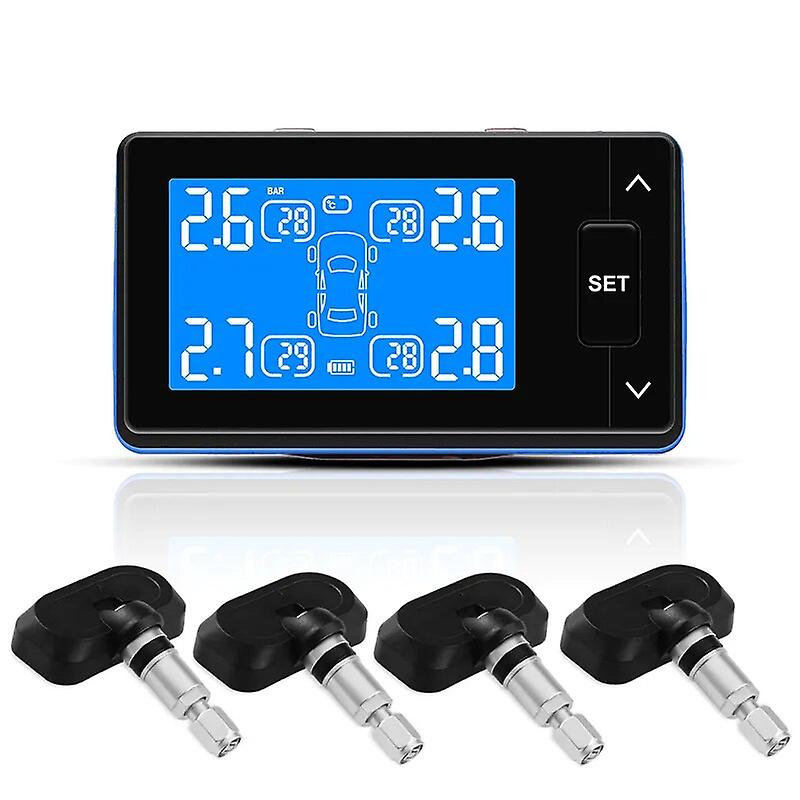 Careud Tpms 24 Ore Auto Auto Pneumatico Pneumatico Sistema di Monitoraggio Manometro Con 4 Sensori Interni