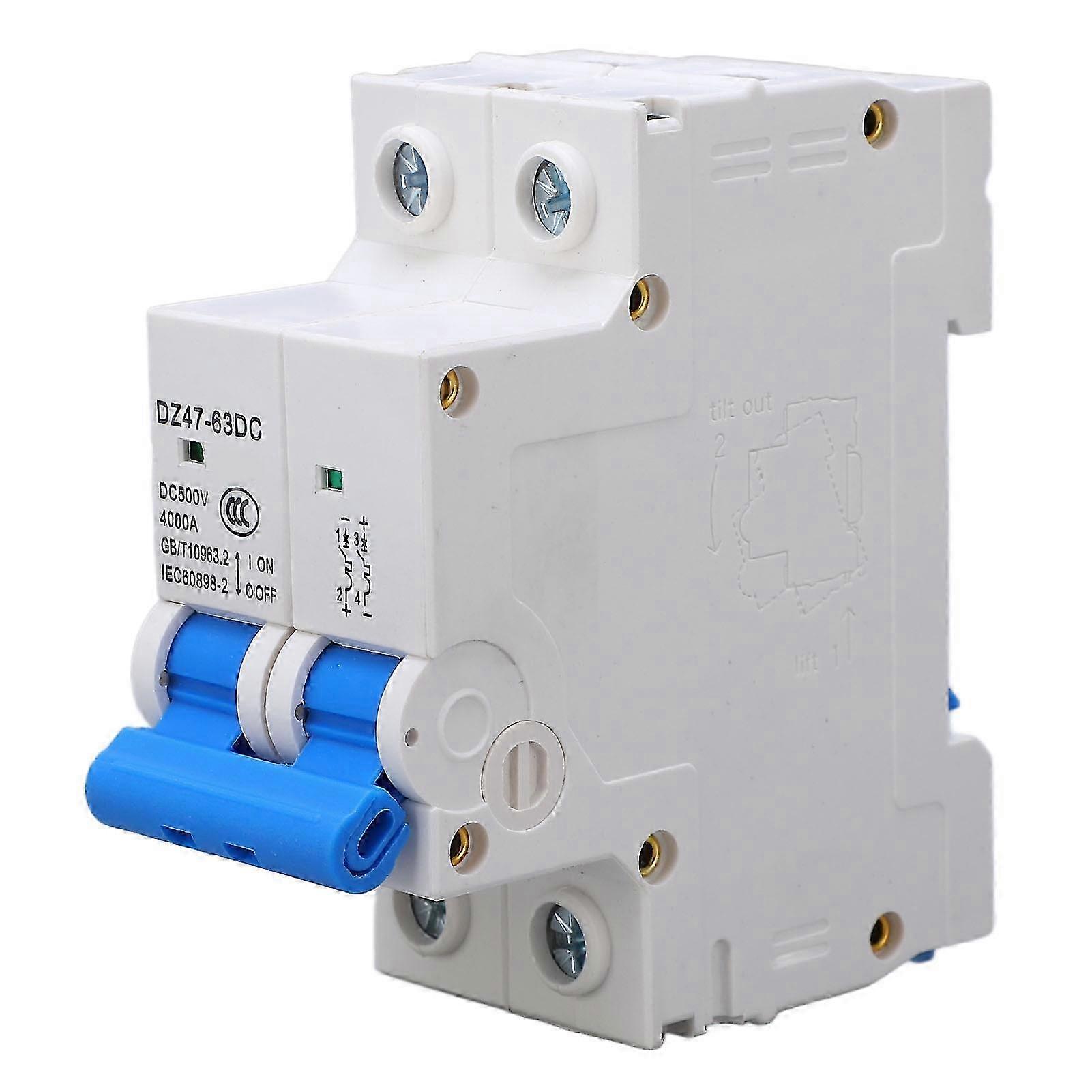 Fictory PV Air Circuit Breaker Fictory DC Miniature Circuit Breaker, Upgraded 2P 500V Air for Solar PV System Panels, 40A, PVDC Circuit Breaker,