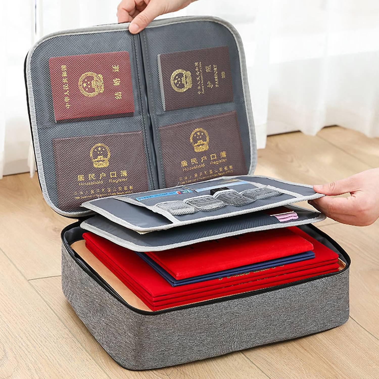Oxford Cloth File Organizer Bag Environmental Protection with Net Pocket Compact File Storage Bag fo