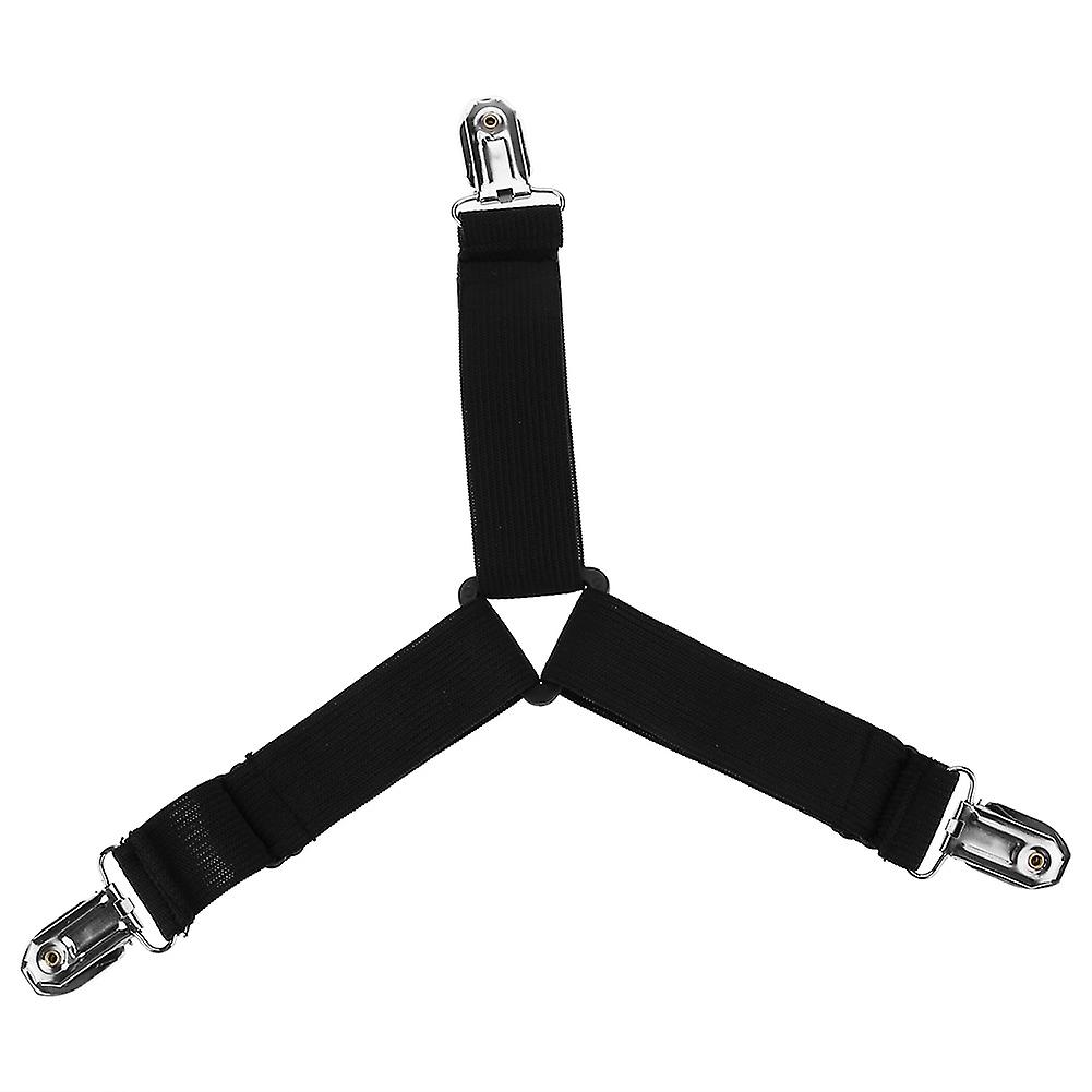 4pcs Adjustable Triangle Mattress Sheet Holders Straps Clips Black
