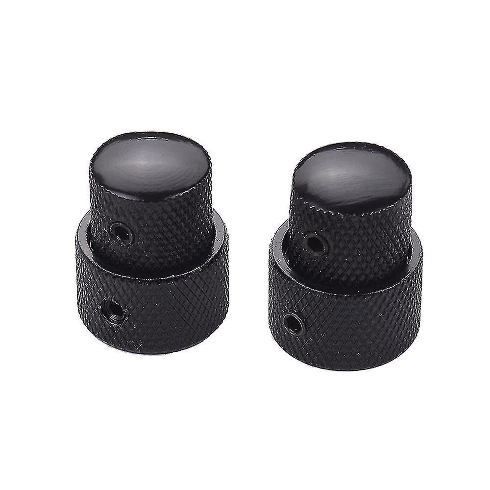 2 Sets Dual Concentric Stacked Control Knobs For Electric Bass Guitars Black Color
