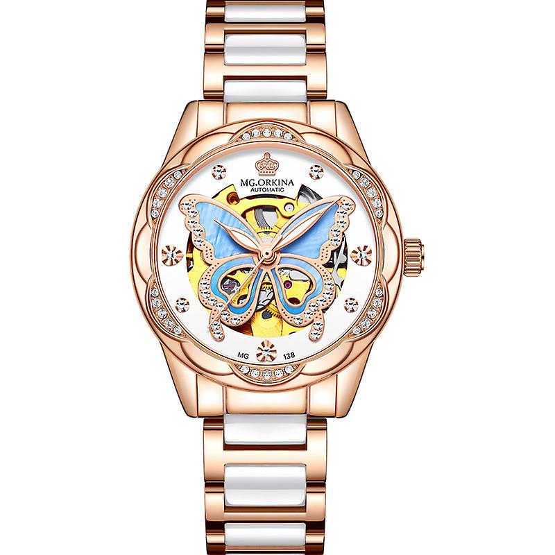 Red Watch Girls Automatic · Mechanical Watch Ceramic Butterfly Luminous Fashion