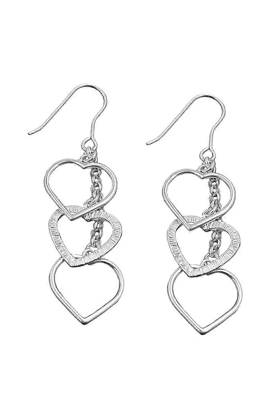 Hook Earrings 3 Hearts Silver 925 - Gl90481