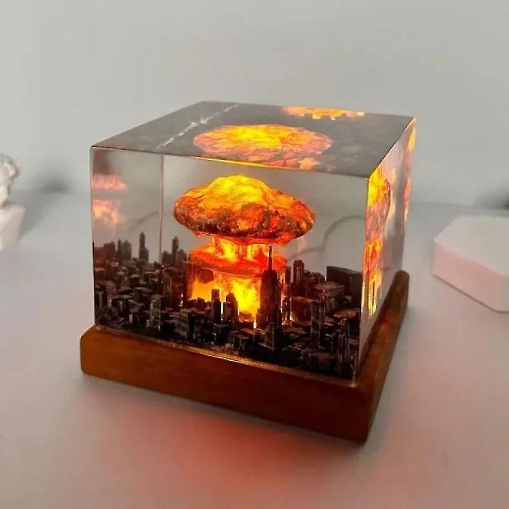 Mushroom Cloud Nuclear Explosion Resin Flameless 3d Night Light, Atomic Bomb Model Atmosphere Lamp H