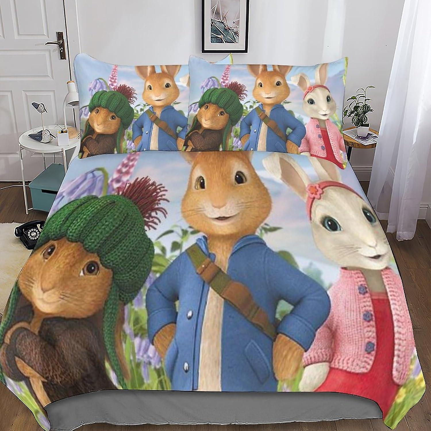 بيتر الأرنب الفراش لحاف غطاء مجموعة، 3D شخصيات الفيلم طباعة لحاف غطاء الفراش مجموعات، ستوكات لحاف غطاء مجموعة مع وسادات 3 قطع، للطفل
