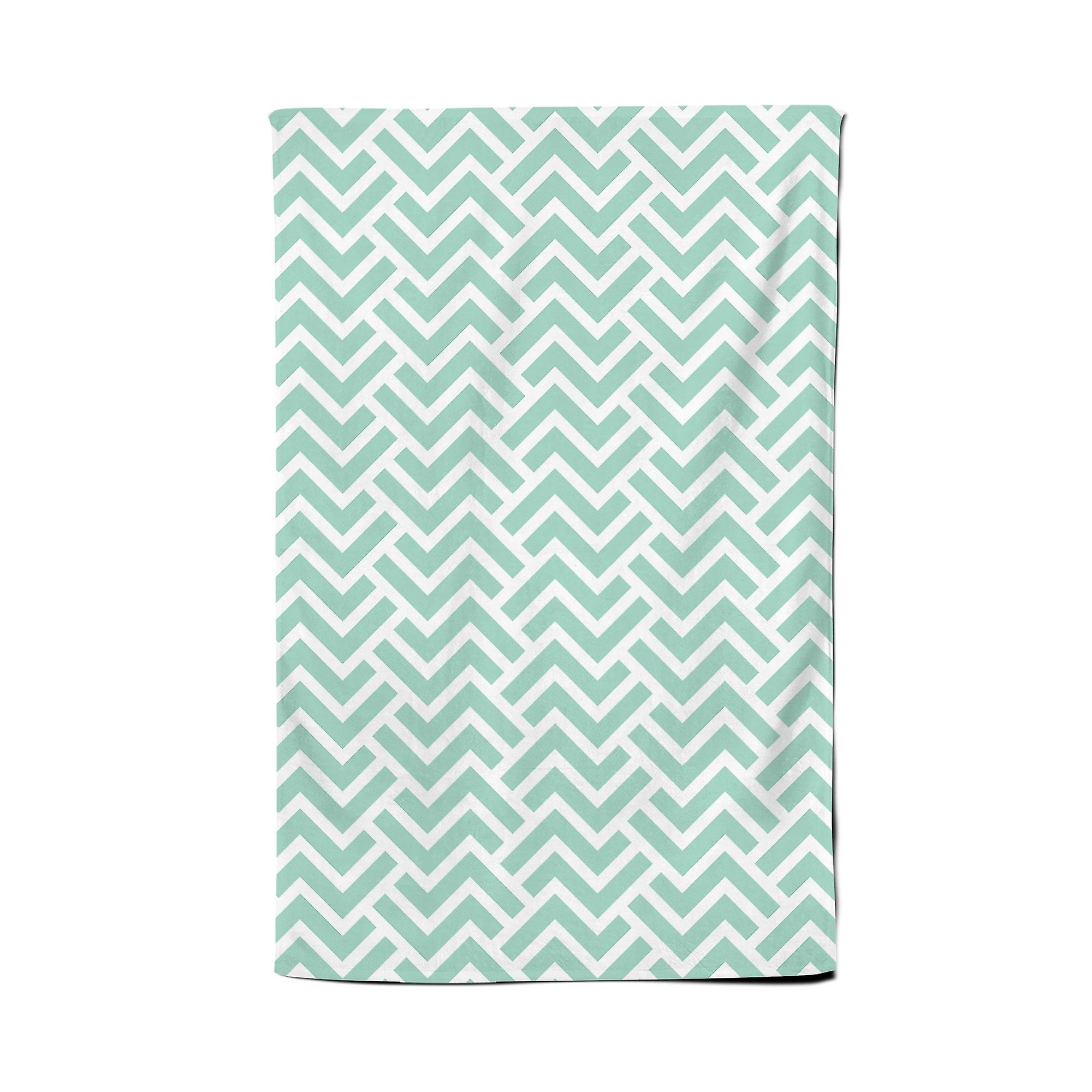Green Geometric Pattern Tea Towel