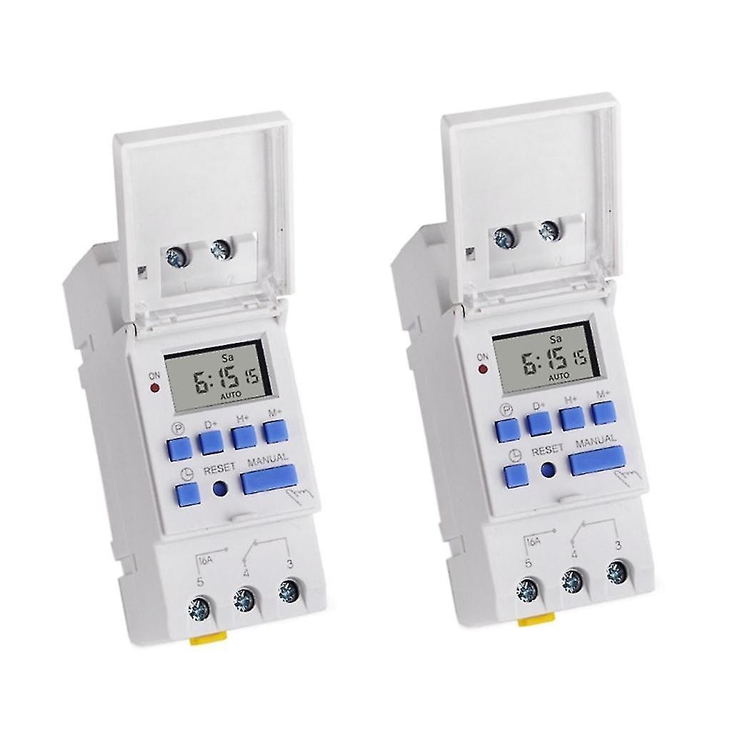 Sinotimer 2X Electronic Timer, Tm615-2 Timer Switch 7 Days 24 Hours Programmable Lcd Time Relay-220