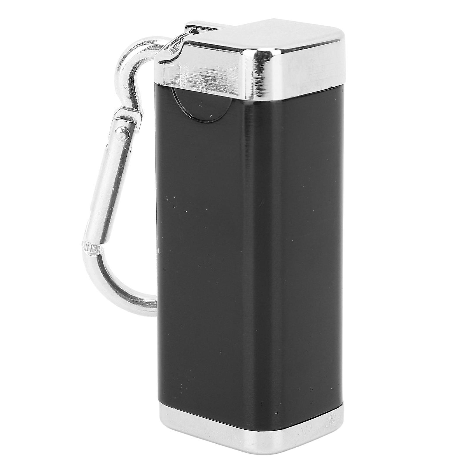 Portable Ashtray Stylish Mini Cuboid Aluminium Alloy Ashtray with Lid for Car Travel Black