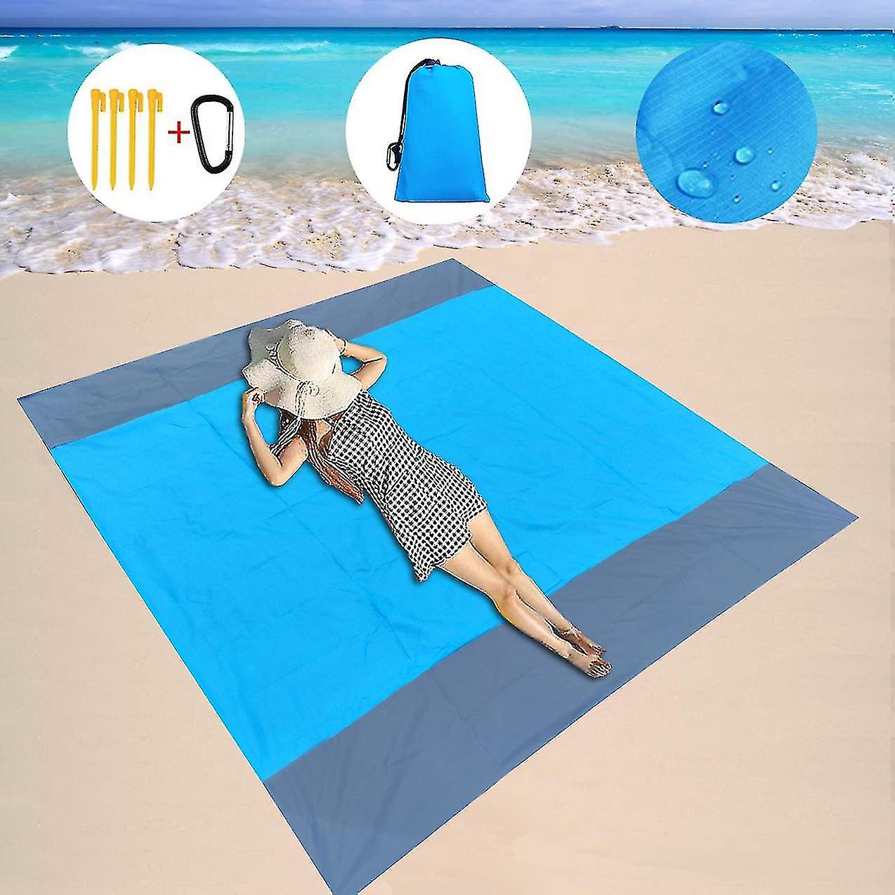 Beach Blanket Sandproof Waterproof, Extra Large Sand Free Beach Mat For Beach, Camping, And Picnic