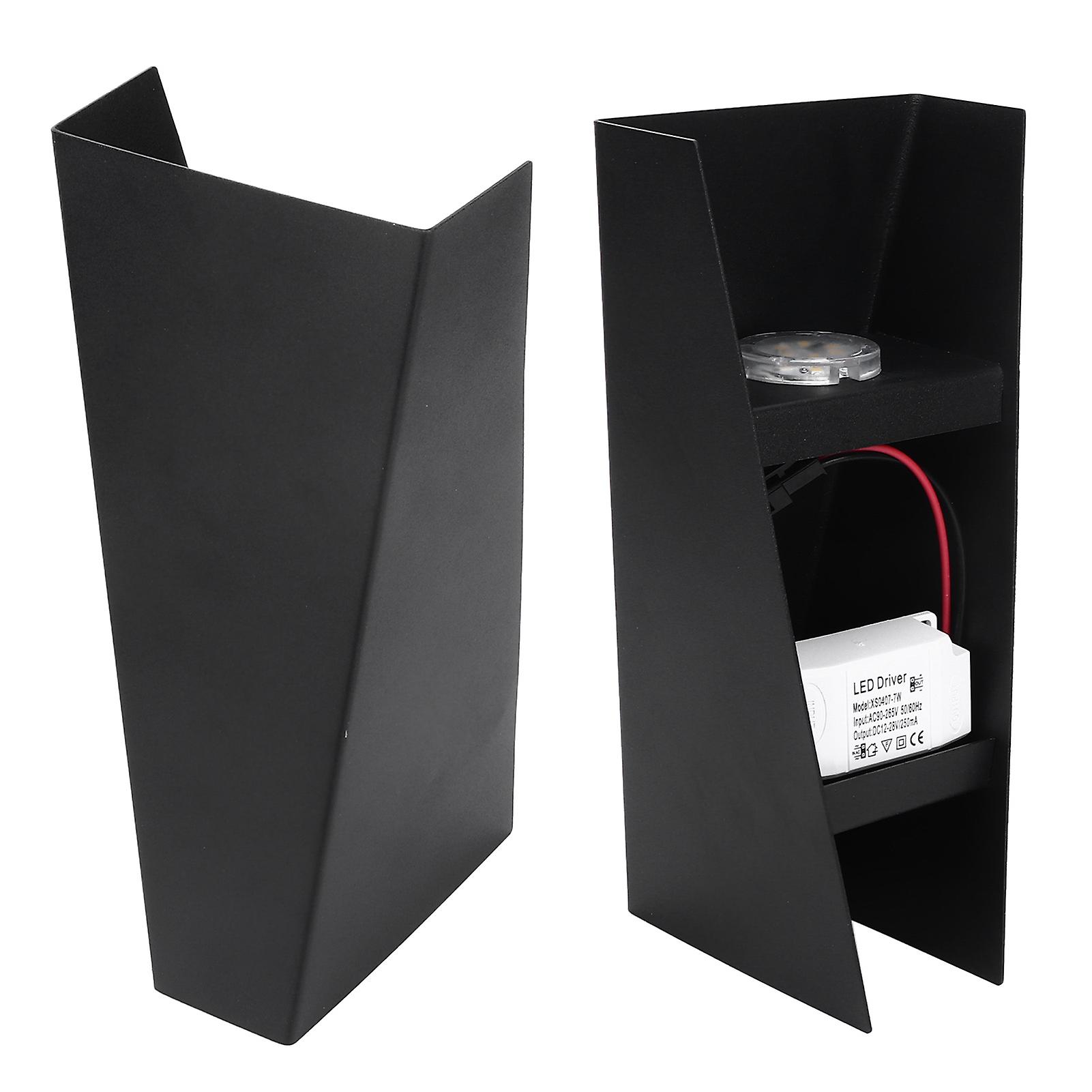 Modern Minimalist Up and Down Wall Light Trapezoid LED Wall Lamp with Warm Light AC85‑265V Black Shell