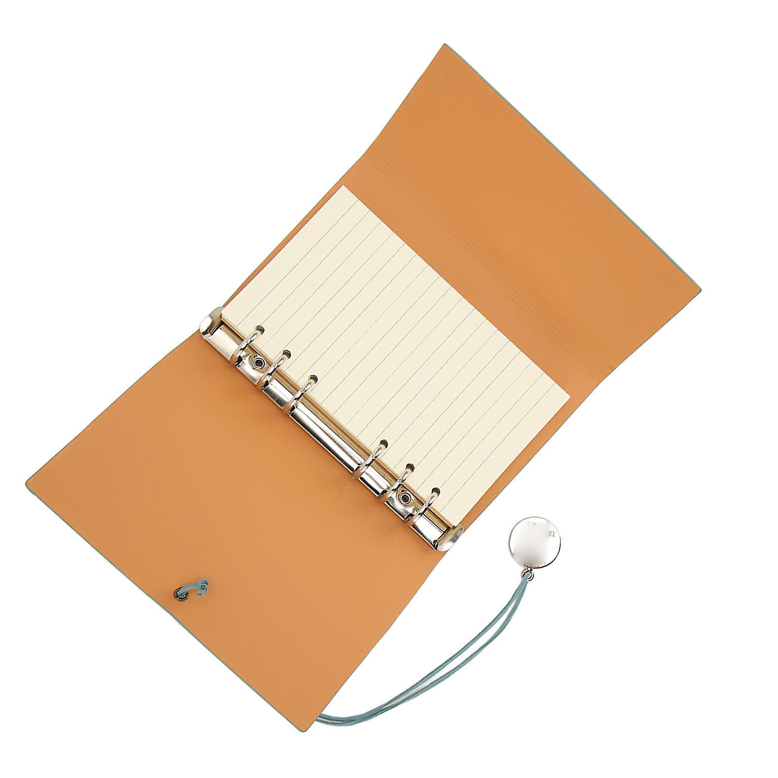 80 Sheets Loose Leaf Notebook Detachable PU Leather Cover 6 Ring Binder Notebook Spiral Notebook for Note Taking Writing Cyan