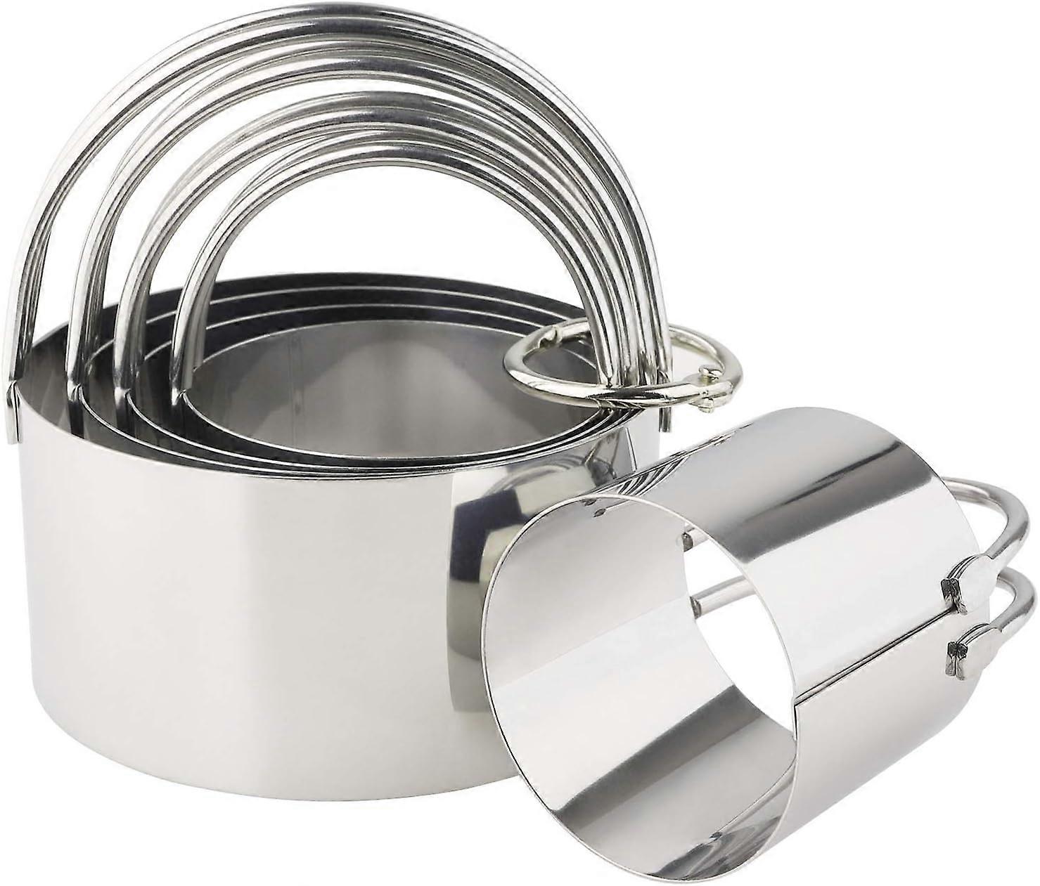 Biscuit Cutter Set Stainless Steel Round Cookies Cutter with Handle Professional Baking Dough Tools