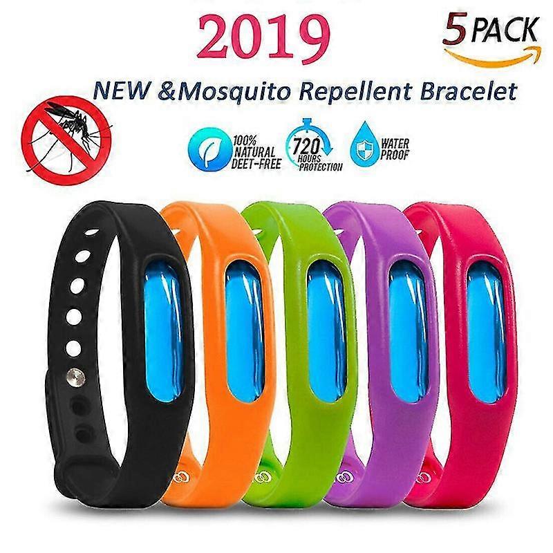 5pcs Anti Mosquito Insect & Bug Repellent Bracelet Bands Silicone Wristband