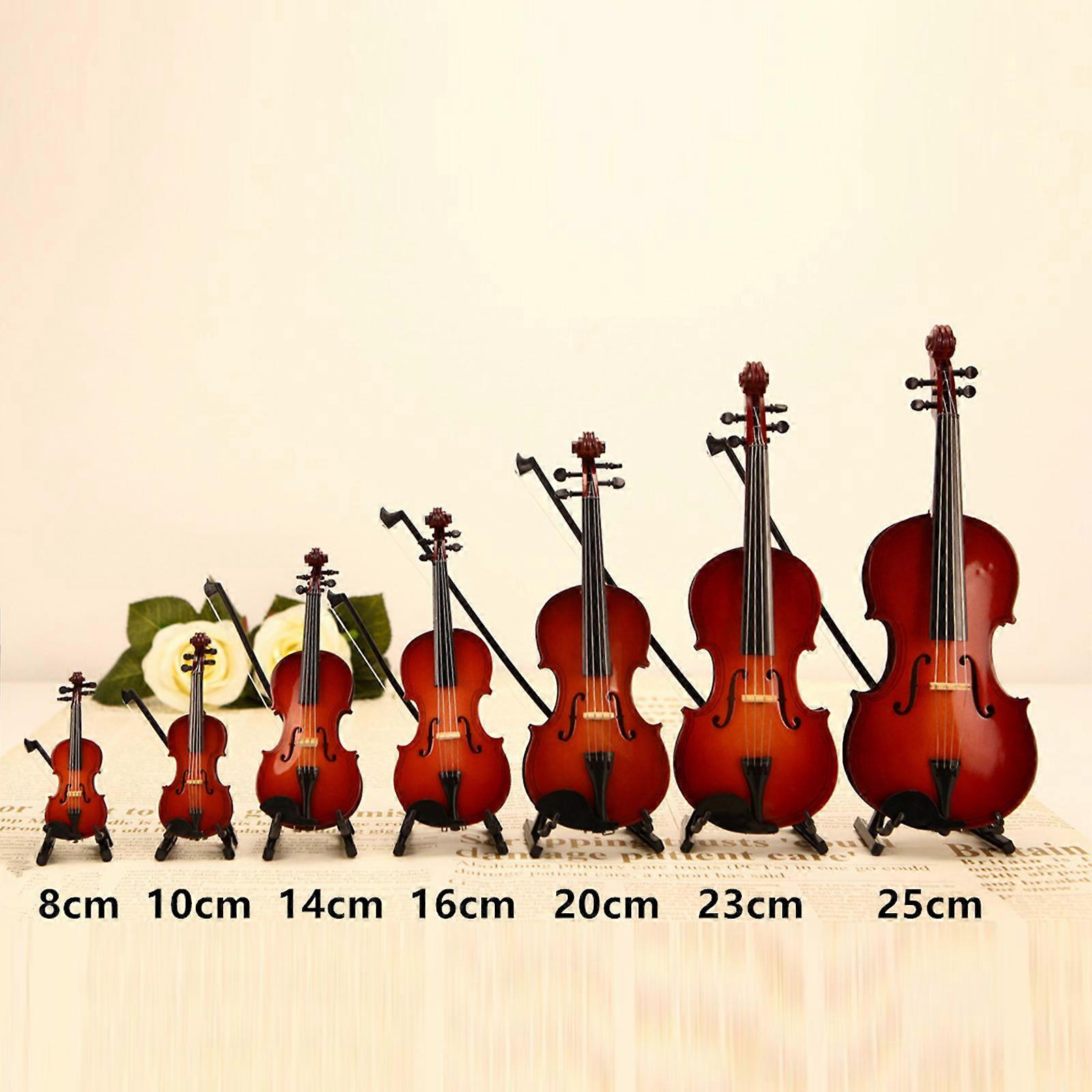 Mini Violin Miniature Musical Instruments Cannot Play, Tiny Violin with Stand Bow Case Miniature Violin for Dollhouse Decoration