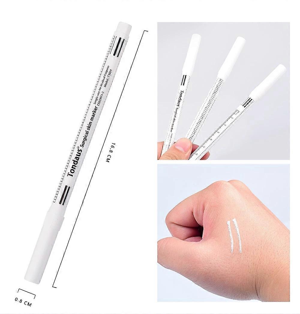 Eyebrow Skin Marker Pen White Surgical Accessory With Measuring Ruler And Microblading Positioning