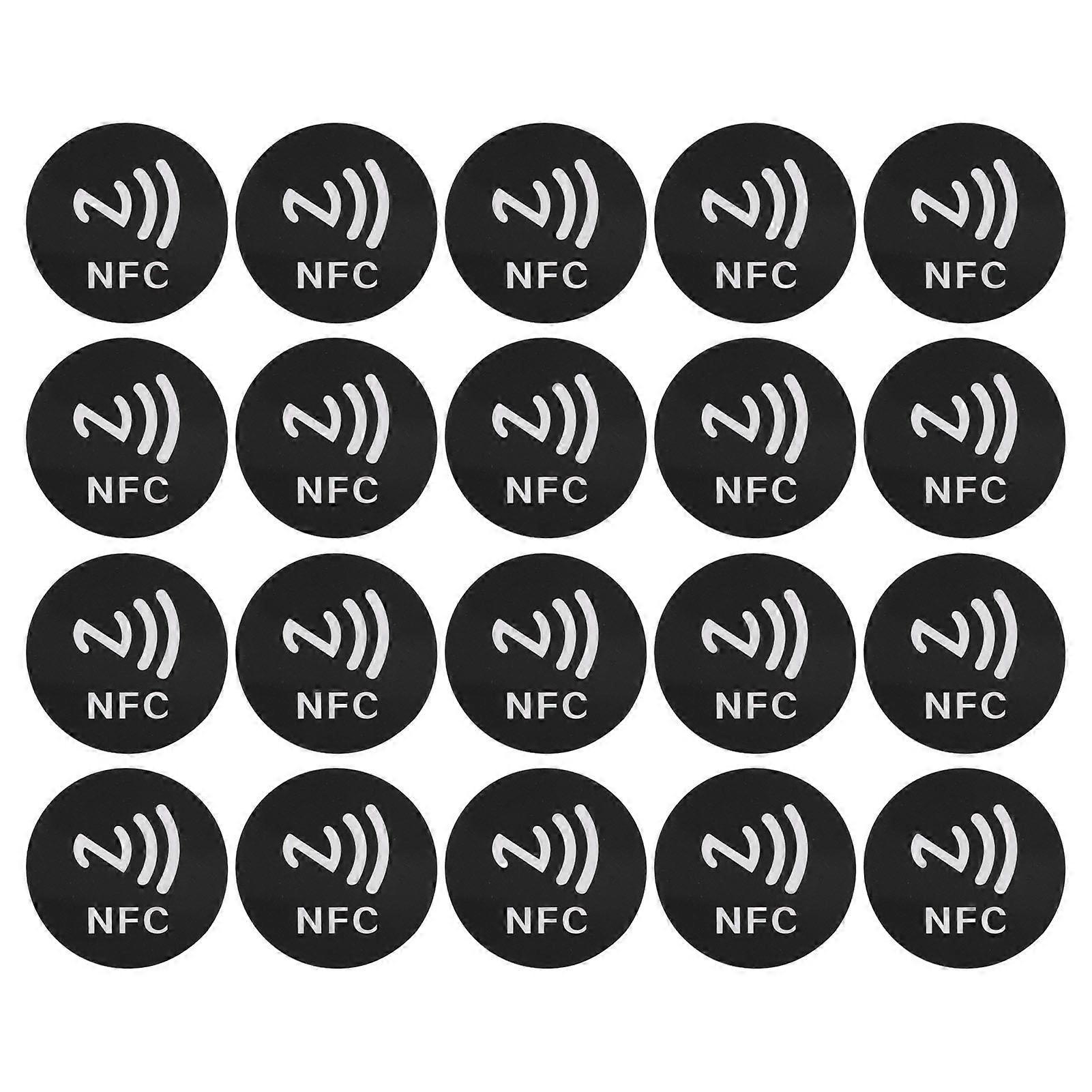 20 Pcs ID5200 NFC Stickers Adhesive Label Round 40mm Anti Interference Label with NFC Print Black