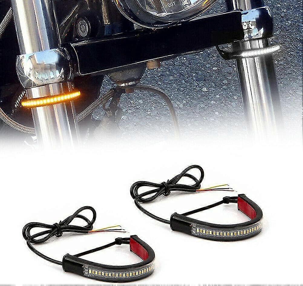 Motorcycle Led Turn Signal Light, Flexible Dual-color White & Amber Motorcycle Led Turn Warning Light, Adjustable Led Strips Bars