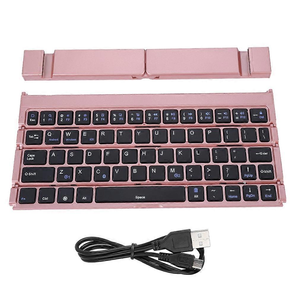 Universal Foldable Wireless Bluetooth3.0 Keyboard Portable for Laptop Tablet Phone Rose Gold