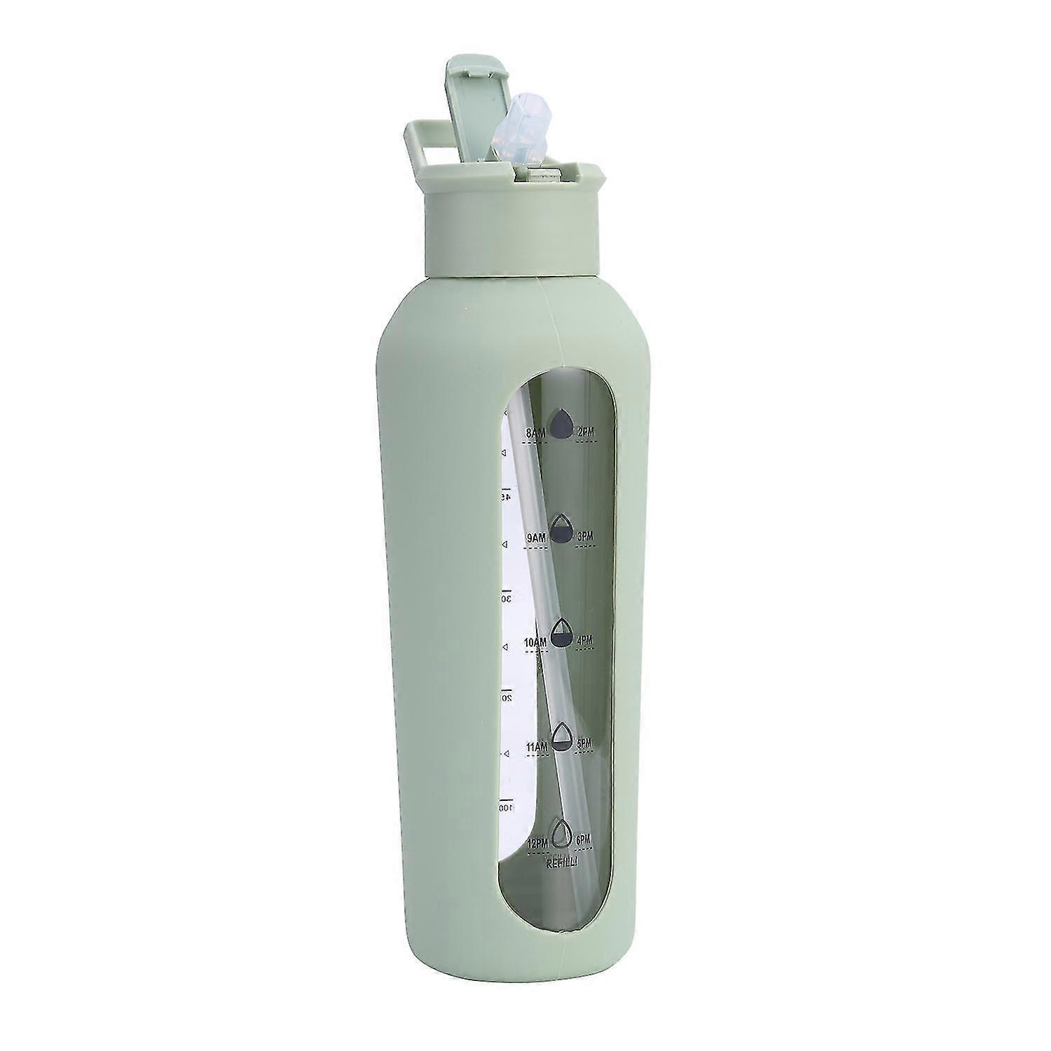 Glass Water Bottle With Straw And Handle Lid