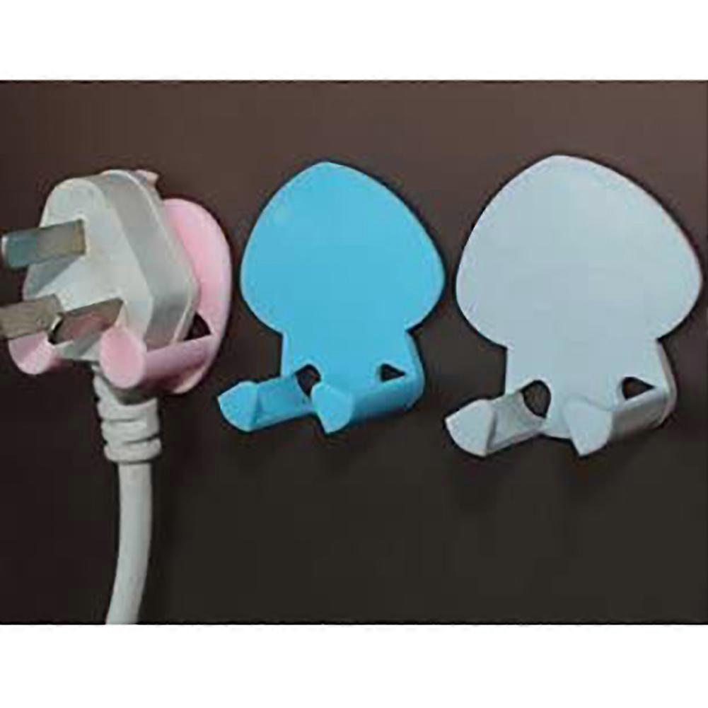 Multi functional Wall Plug Holder Self Adhesive Storage Hook Home Kitchen Hanging Decor Pink