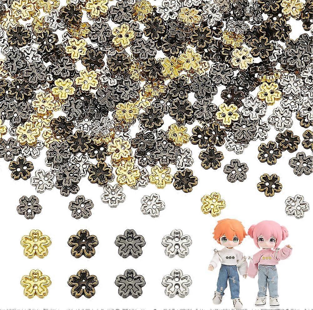 240 pcs 2-Hole Mini Metal Buttons 5mm 4 Color Cherry Blossom Shape Alloy Buttons Small Sewing Buttons for Doll Clothes Mini Buttons for DIY Crafts Sew