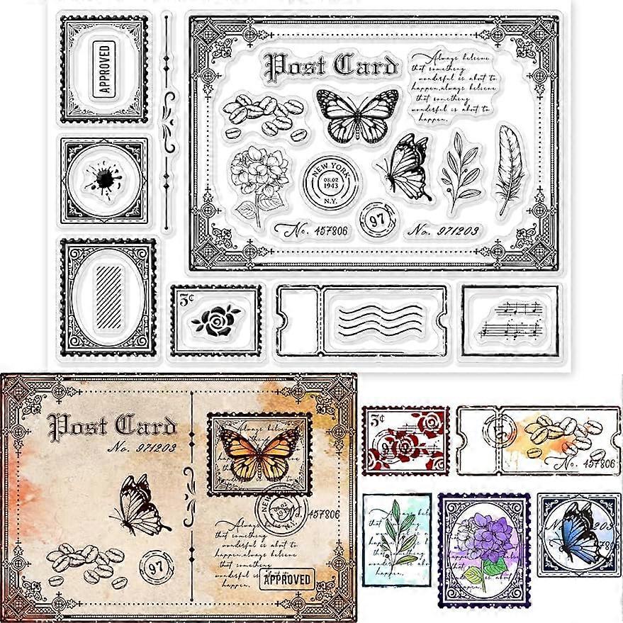 1Sheet Vintage Postcard  Clear Silicone Stamps