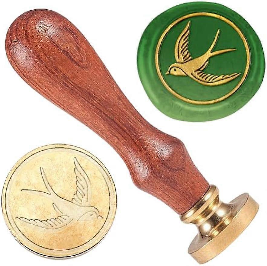 1pc Swallow Wax Seal Stamp Sealing Removable 1" Brass Wax Seal Stamp Head with Wooden Handle