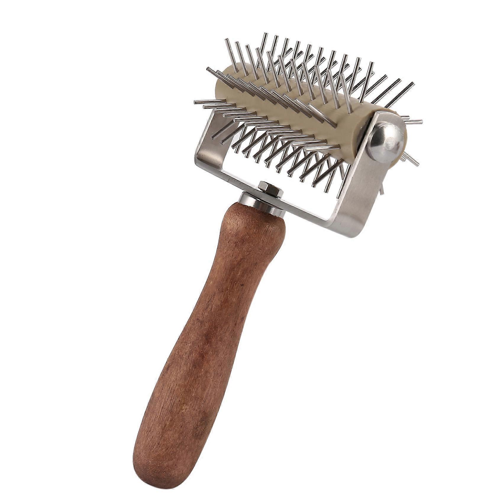 Stainless Steel Wheel Pizza Bread Needle Punchers Roller Pie Pastry Dough Pitter Durable Wooden Han