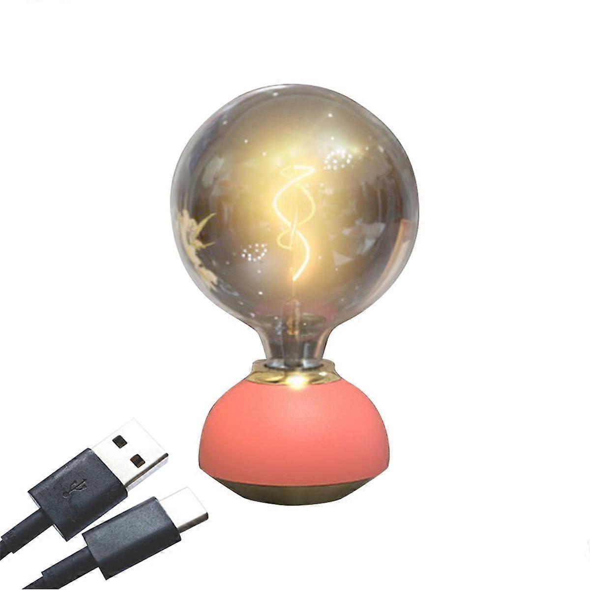 Lampe de table LED en verre, tactile, à intensité variable, en forme d'ampoule, pour décoration intérieure, lampe de table de chambre à coucher, lumière rouge