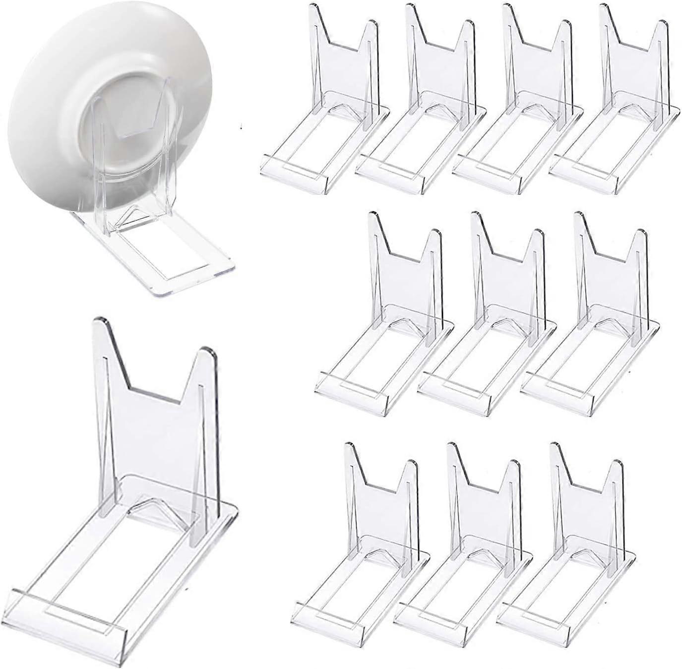 12 Pcs Clear Plastic Display Stand, Clear Display Stand Adjustable Clear Acrylic Plastic Display Stands Easel Multifunctional Display Holder