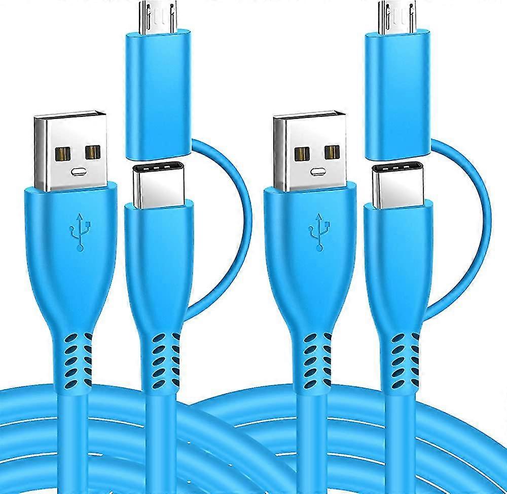 2 In 1 Usb Type C And Micro Usb Combo Cable [6.6ft 2 Pack], Fast Charge And Sync-Grass Green