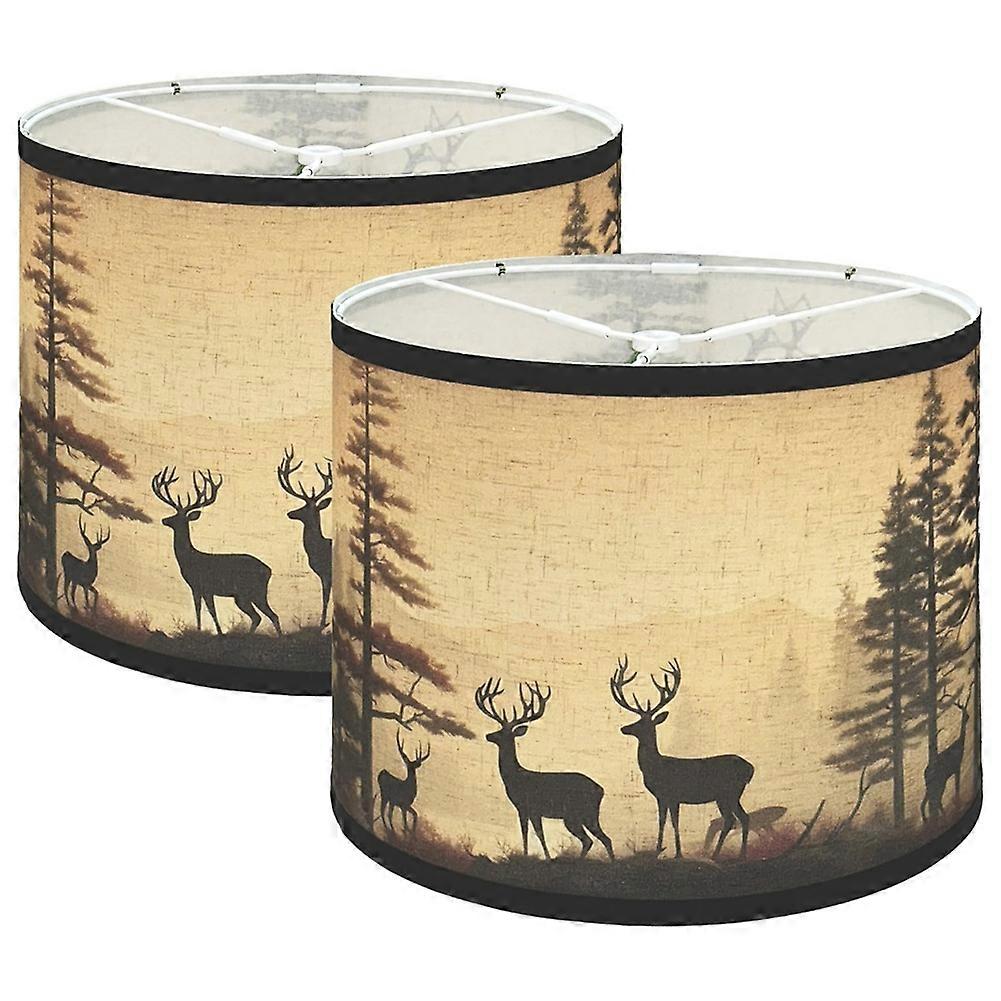 Lamp Shades Set of 2,Fabric Lampshades with Deers for Table Lamps,Floor Lamps,Replacement Lampshade