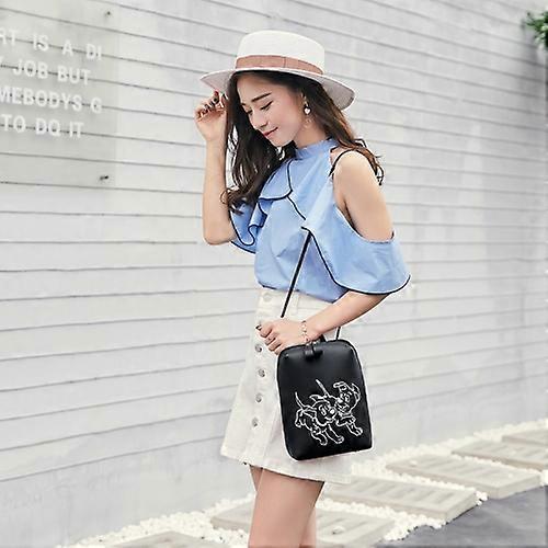 Ladies Simple Printed Cute Dog Pattern Laptop Shoulder Bag Backpack