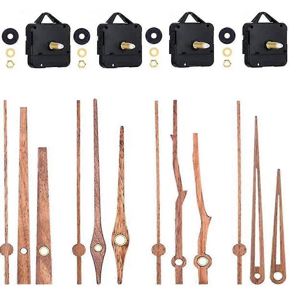 4pcs Long Shaft Wall Clock Movement Mechanism With 4 Types 12 Inch Walnut Wood Quartz Clock Parts R