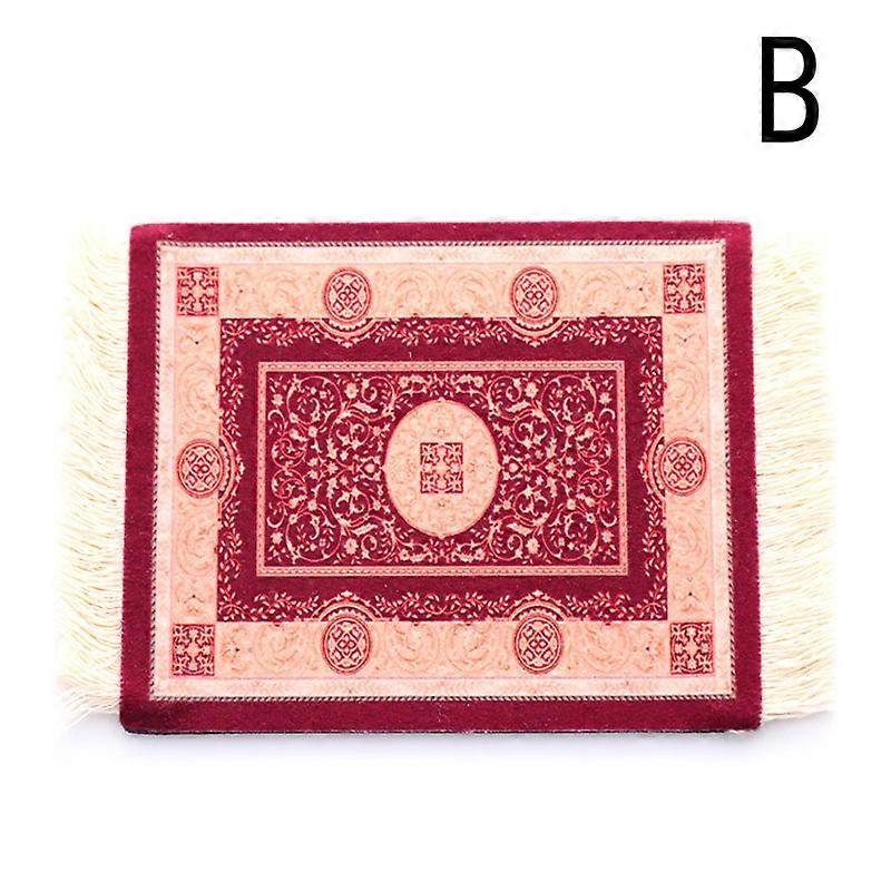 Retro Style Persian Mini Woven Rug Mat Mousepad Carpet Pattern Cup laptop PC Mouse Pad with Fring Home Office Table Decor Craft