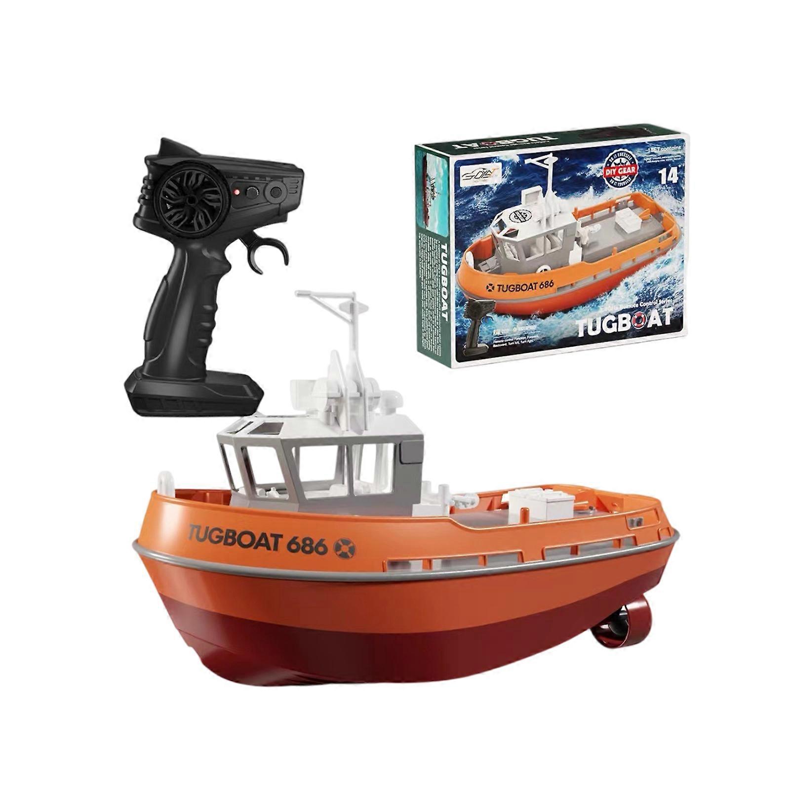 1/72 Scale RC Tugboat - Dual Motor, 2.4G Wireless, 8 km/h Speed, 50m Range