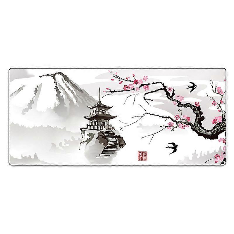 White Cherry Blossom Gaming Mouse Pad, Large Extended, Stitched Edges, Long Non-Slip Rubber, 80 x 30 cm,2024 Ping
