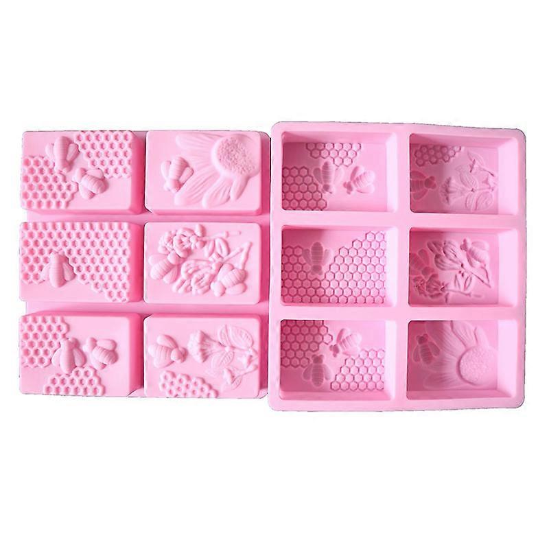 Rectangular Silicone Soap Moulds - Set of 2, Mixed Patterns - Soap Making SuppliesPink),2024 Ping