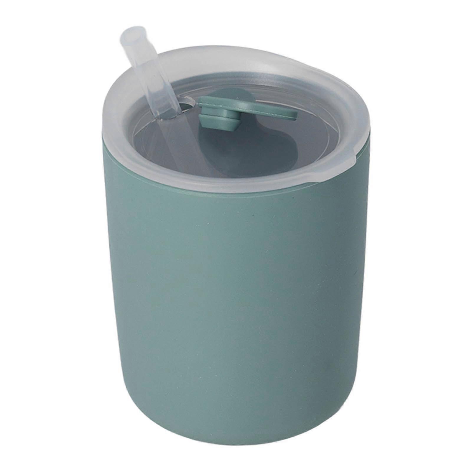 Baby Training Cup with Straw Lid Soft Learner Cup Skin Friendly Stable Baby Transition Tool for Toddler Green