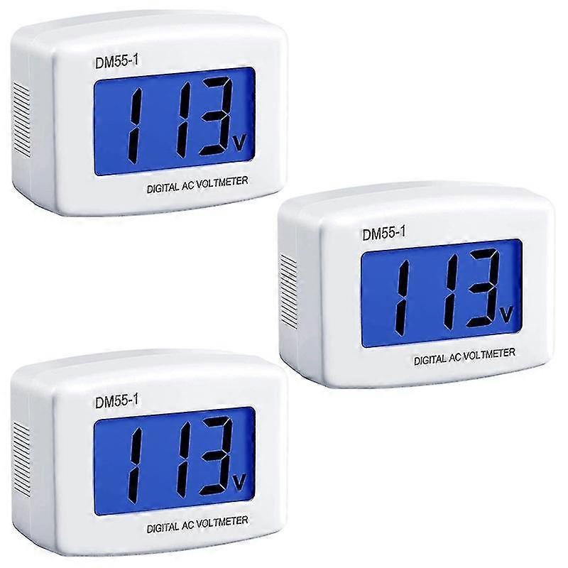 3 stk. AC 80-300V LCD digitalt voltmeter spenningsmålemonitor, DM55-1 spenningspanel strømtest G