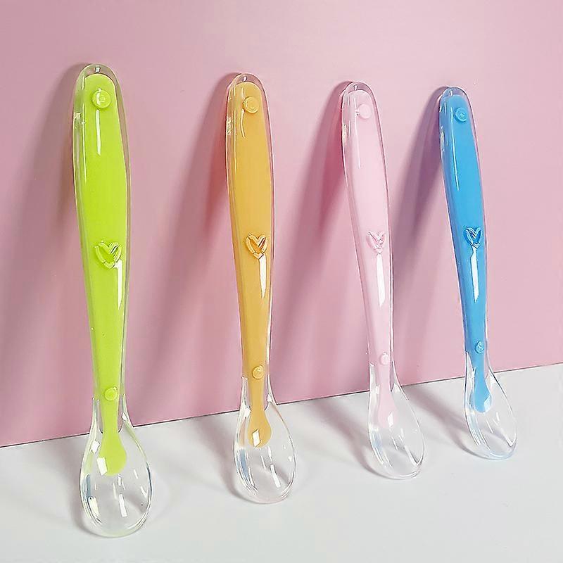 Silicone Soft Spoons| Training Feeding for Kids Toddlers Children and Infants| BPA Free 4 Pack |Gum-Friendly First Stage (Spoons with Container)