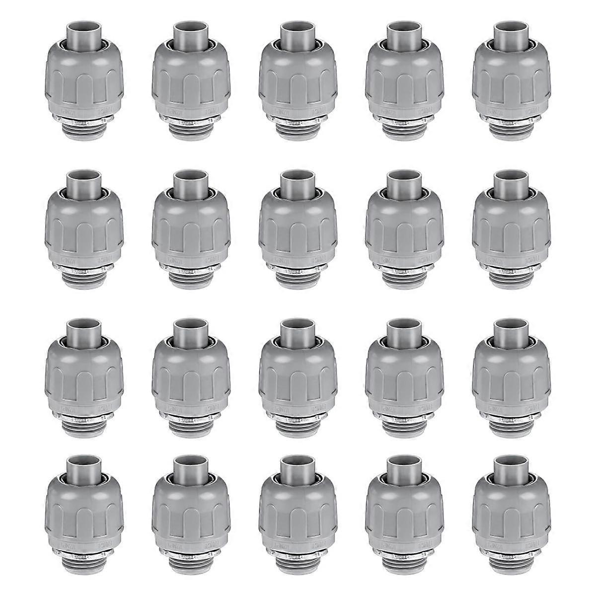 20 Pcs Conduit Connectors, 1/2 Inch Liquid Tight Connector NPT Non-Metallic for PVC Electrical Flex