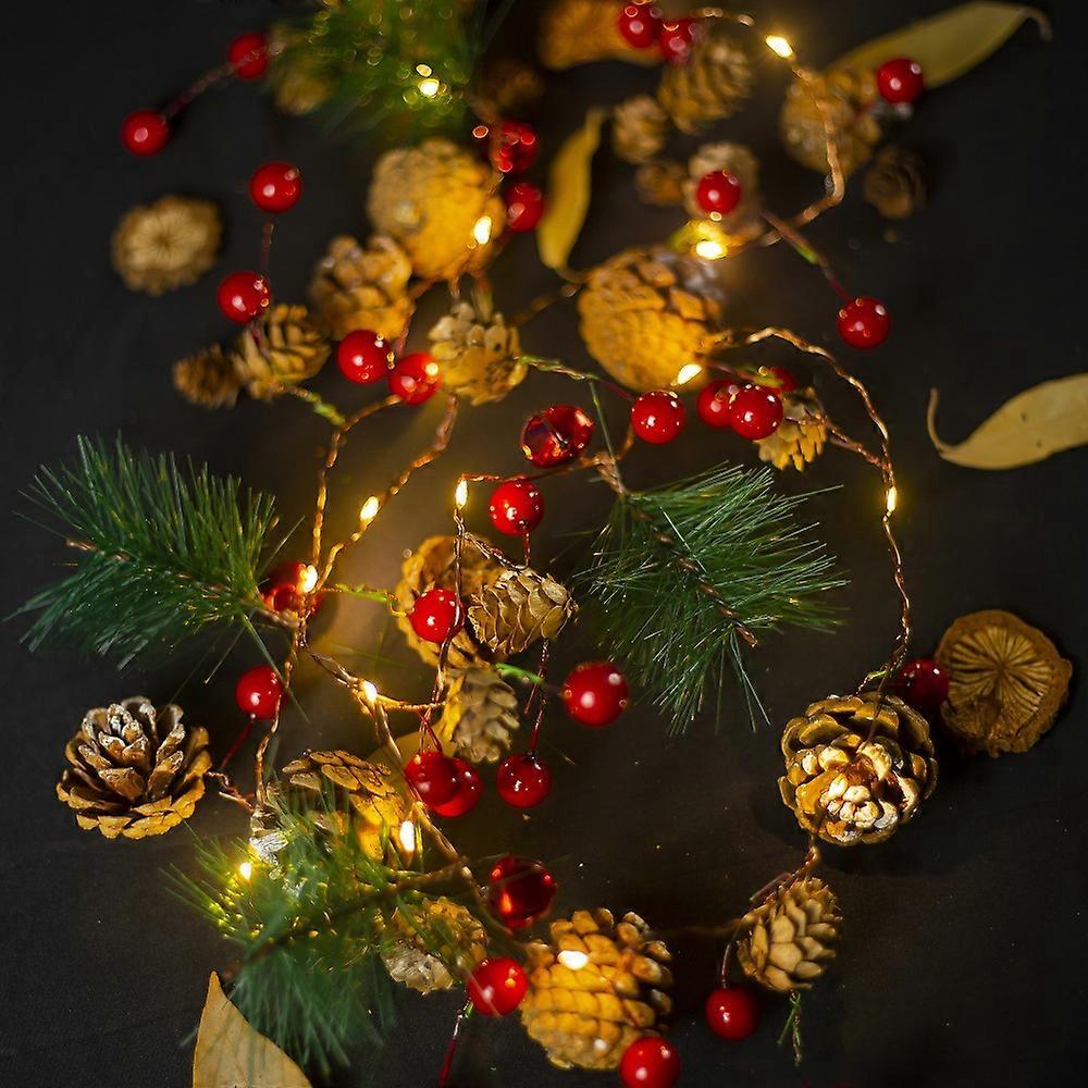 1pc Christmas Garland with Lights, 2.4m